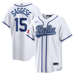Thomas Saggese #15 Italy Baseball 2026 World Baseball Classic Home Stadium Jersey - White