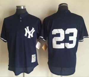 Mitchell And Ness 1995 New York Yankees #23 Don Mattingly Blue Throwback Stitched Jersey
