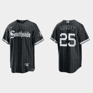 Men's Chicago White Sox #25 Jim Abbott Black 2021 City Connect Cool Base Jersey