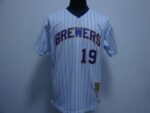 Mitchell And Ness Milwaukee Brewers #19 Robin Yount Stitched White Blue Strip Throwback Jersey