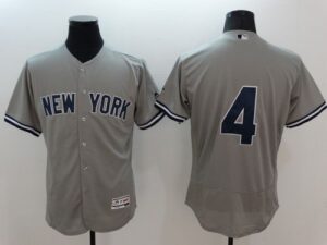 New York Yankees #4 Lou Gehrig Grey Flexbase Collection Stitched Jersey