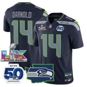 Sam Darnold #14 Seattle Seahawks Super Bowl LX Patch Game Jersey - All Stitched
