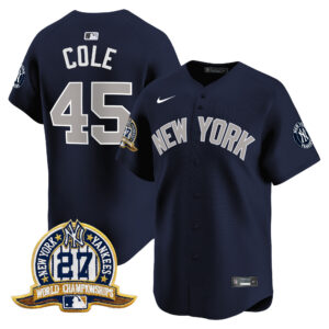 Gerrit Cole #45 New York Yankees 27 Time Champions Patch Vapor Premier Limited Jersey - Alternate