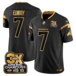John Elway Denver Broncos-Time Champions Patch Gold Vapor Limited Jersey - All Stitched