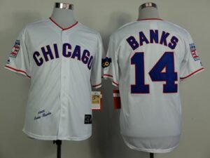 Mitchell And Ness 1968 Chicago Cubs #14 Ernie Banks White Throwback Stitched Jersey