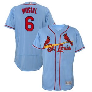 St. Louis Cardinals #6 Stan Musial Light Blue Flexbase Collection Stitched Jersey