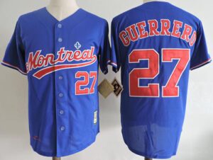 Mitchell And Ness 2004 Montreal Expos #27 Vladimir Guerrero Blue Throwback Stitched Jersey