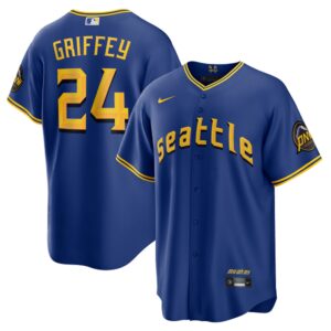Men's Seattle Mariners #24 Ken Griffey Jr.  Royal 2023 City Connect Cool Base Player Jersey