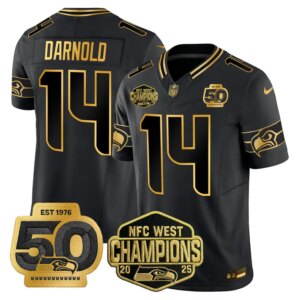 Sam Darnold #14  Seattle Seahawks SEA 2026 NFC West Champions Limited Jersey - 50th Season Patch - All Stitched