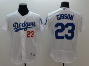 Los Angeles Dodgers #23 Kirk Gibson White Flexbase Collection Stitched Jersey