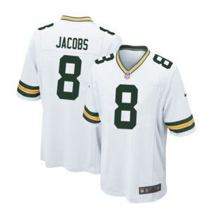 Green Bay Packers #8 Josh Jacobs Away Game Jersey-White