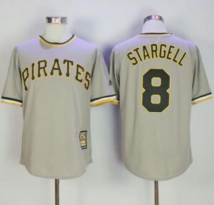 Mitchell And Ness Pittsburgh Pirates #8 Willie Stargell Grey Throwback Stitched Jersey