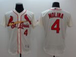 St. Louis Cardinals #4 Yadier Molina Cream Flexbase Collection Stitched Jersey