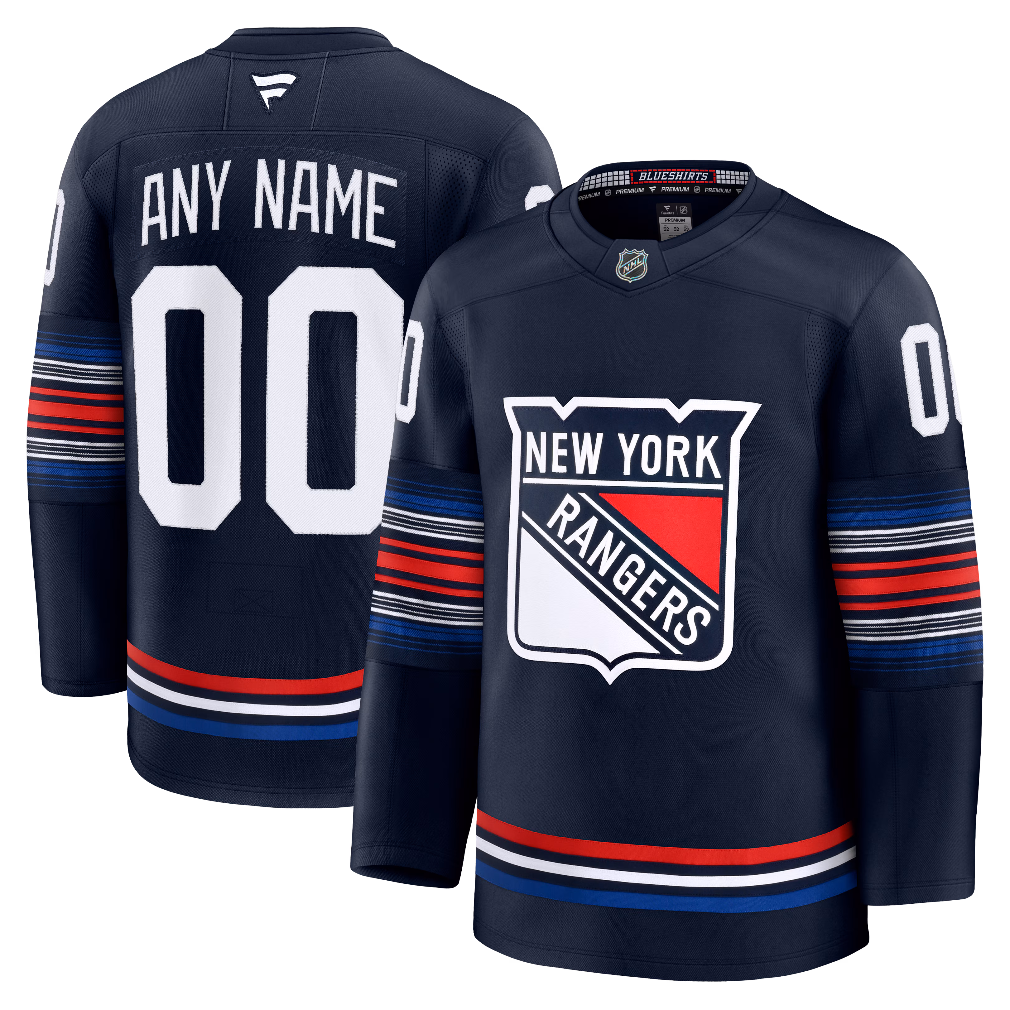 New York Rangers Fanatics Navy Alternate Premium Custom #00 Jersey