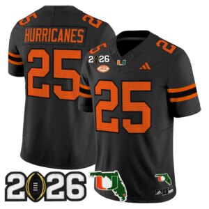 Hurricanes #25 Miami Hurricanes MIA 2026 CFP Final & Florida Patch Vapor Limited Jersey - All Stitched