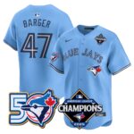 Addison Barger #47 Toronto Blue Jays 50th American League Champions Jersey Stitched Light Blue