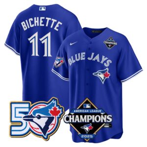 Bo Bichette #11 Toronto Blue Jays 50th American League Champions Jersey Stitched Royal