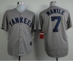 Mitchell And Ness 75TH New York Yankees #7 Mickey Mantle Grey Throwback Stitched Jersey