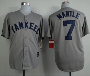 Mitchell And Ness 75TH New York Yankees #7 Mickey Mantle Grey Throwback Stitched Jersey