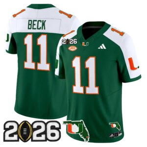Carson Beck #11 Miami Hurricanes MIA 2026 CFP Final & Florida Patch Vapor Limited Jersey - All Stitched