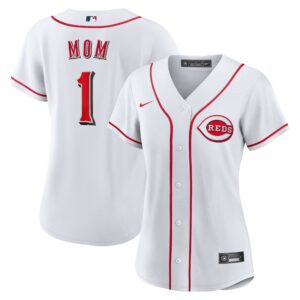 Women's Cincinnati Reds  White #1 Mom Home Replica Jersey