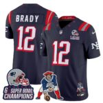 Tom Brady #12 New England Patriots 2025 Rivalries 6x Champions & Throwbacks Mascot Patch Vapor Limited Jersey - All Stitched