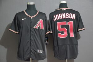 Men's Arizona Diamondbacks #51 Randy Johnson Black Stitched  Flex Base Jersey
