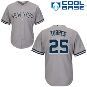 Men's New York Yankees #25 Gleyber Torres Grey New Cool Base Stitched Jersey