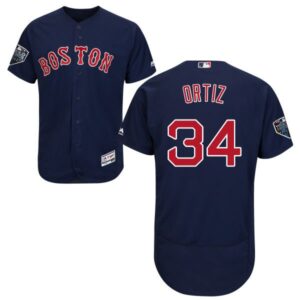 Boston Red Sox #34 David Ortiz Navy Blue Flexbase Collection 2018 World Series Stitched Jersey