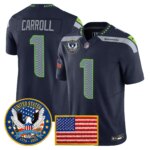 Pete Carroll #1 Seattle Seahawks United States 250th Anniversary Patch Vapor Limited Jersey - All Stitched