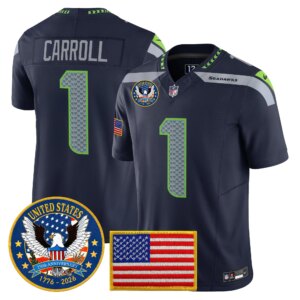 Pete Carroll #1 Seattle Seahawks United States 250th Anniversary Patch Vapor Limited Jersey - All Stitched