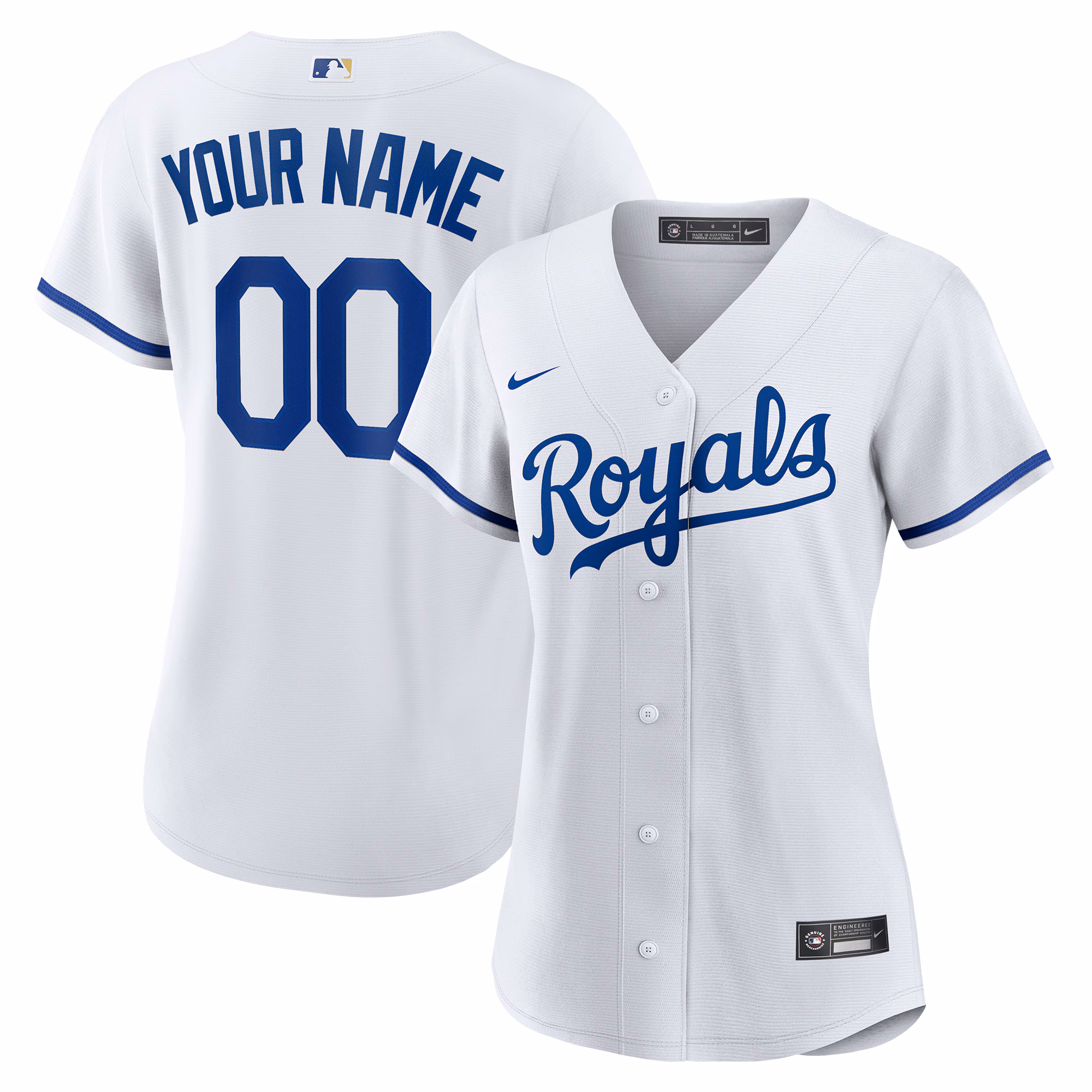 Women's Kansas City Royals White Replica Custom #00 Jersey
