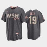 Men's #19 Josh Bell 2022 City Connect Washington Nationals Bloom Gray Jersey