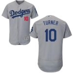 Los Angeles Dodgers #10 Justin Turner Grey Flexbase Collection Stitched Jersey