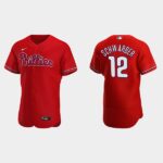 Men's Philadelphia Phillies #12 Kyle Schwarber Red Alternate Flex Base Jersey