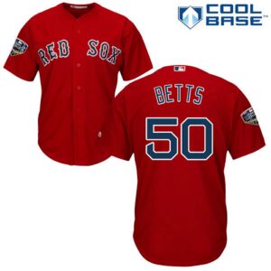 Boston Red Sox #50 Mookie Betts Red New Cool Base 2018 World Series Stitched Jersey