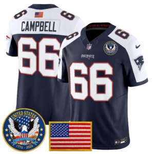 Will Campbell #66 New England Patriots United States 250th Anniversary Patch Vapor Limited Jersey - All Stitched