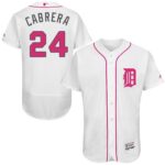 Detroit Tigers #24 Miguel Cabrera White Flexbase Collection 2016 Mother's Day Stitched Jersey