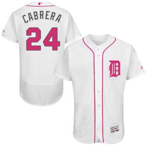Detroit Tigers #24 Miguel Cabrera White Flexbase Collection 2016 Mother's Day Stitched Jersey
