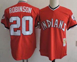 Mitchell And Ness Cleveland Indians #20 Eddie Robinson Red Throwback Stitched Jersey