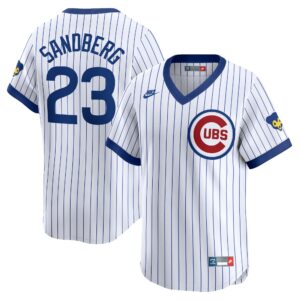 Men's Chicago Cubs Ryne Sandberg  White Throwback Cooperstown Limited Jersey