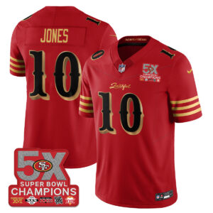 San Francisco 49ers Mac Jones # 10 SF Rivalries 5-Time Champions Patch Vapor Limited Jersey - All Stitched
