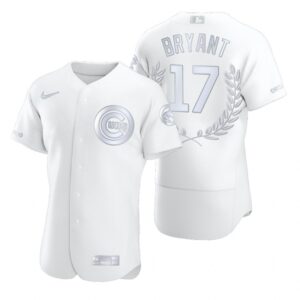 Men's Chicago Cubs #17 Kris Bryant White  Flexbase Fashion Jersey