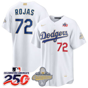 Miguel Rojas #72 Los Angeles Dodgers 250th Patch White 2026 Gold Collection Stadium Jersey - White