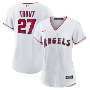 Women's Los Angeles Angels Mike Trout #27 White Home Replica Player Jersey