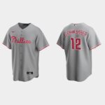 Men's Philadelphia Phillies #12 Kyle Schwarber Gray Road Jersey