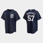 Men's Detroit Tigers #57 Eduardo Rodriguez Alternate Navy Jersey