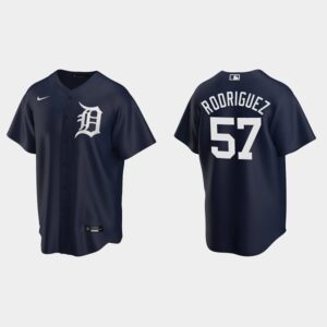 Men's Detroit Tigers #57 Eduardo Rodriguez Alternate Navy Jersey