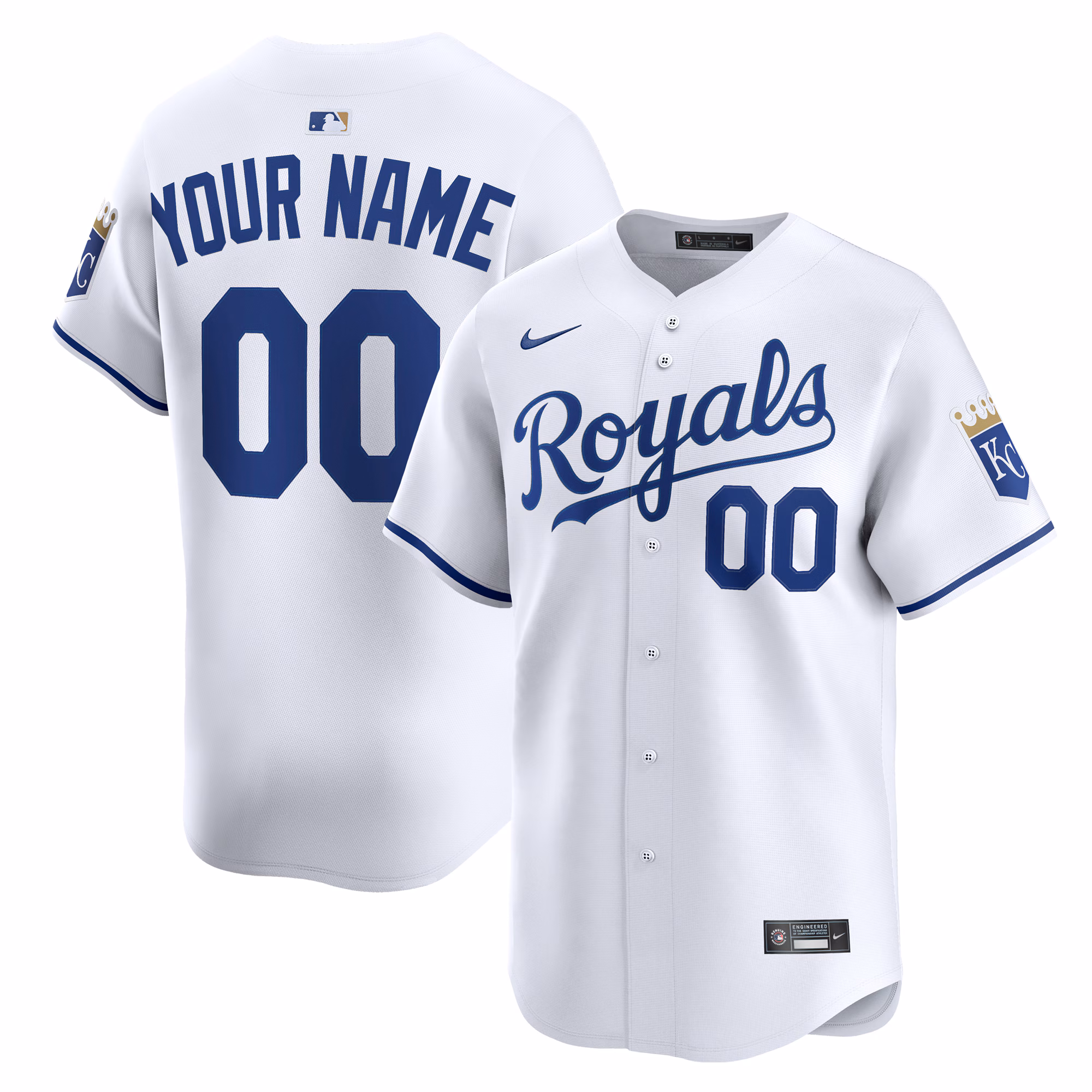 Kansas City Royals White Home Limited Custom #00 Jersey