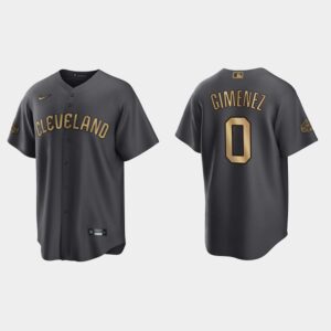 Men's Cleveland Guardians #0 Andres Gimenez 2022 All-Star Game Cool Base Jersey - Charcoal